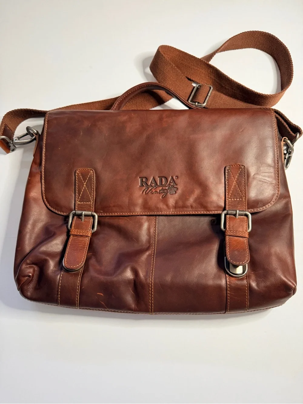 Rada Vintage Brown Leather Messenger Bag / Briefcase